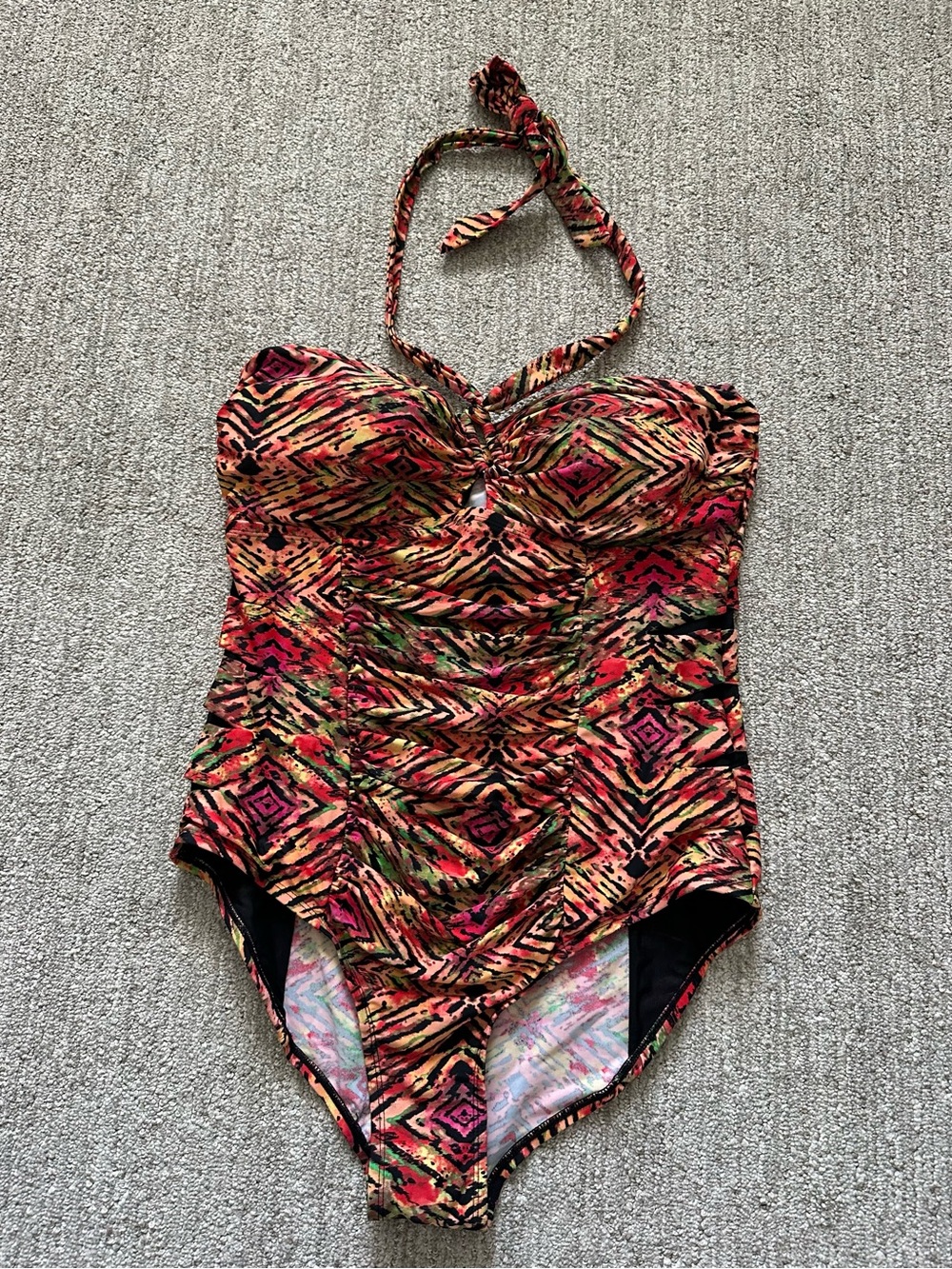 Forever 21 Plus Size Colorful Rouched One Piece Halter Bathing Suit